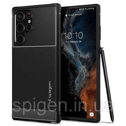 Чохол Spigen для Samsung Galaxy S22 Ultra — Rugged Armor, Black (ACS03914), фото 1