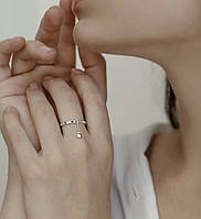 Кольцо серебряное женское с цепочкой Short Ball