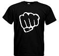 Черная футболка молодежная  спортивная  трикотажная с кулаком