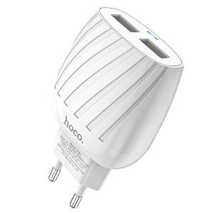 ЗЗП Hoco C78A 2USB 2.4 A + Lightning білий