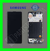 Дисплей Samsung A515 Black А51 2020 (GH82-21669A) сервісний оригінал у зборі з рамкою (переклеєне скло)