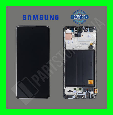 Дисплей Samsung A515 Black A51 2020 (GH82-21669A) сервісний оригінал у збірі з рамкою (переклеєне скло), фото 2