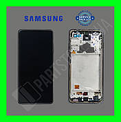 Дисплей Samsung A725 Black A72 2021 (GH82-25460A) сервісний оригінал у зборі з рамкою (переклеєне скло)