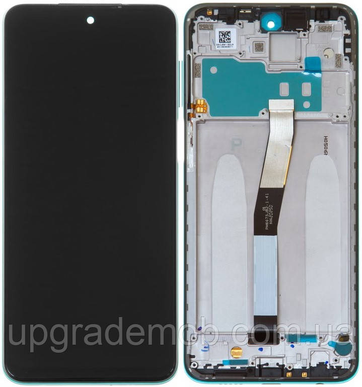 Дисплей модуль тачскрин Xiaomi Redmi Note 9 Pro чорний з рамкою зеленого кольору Tropical Green