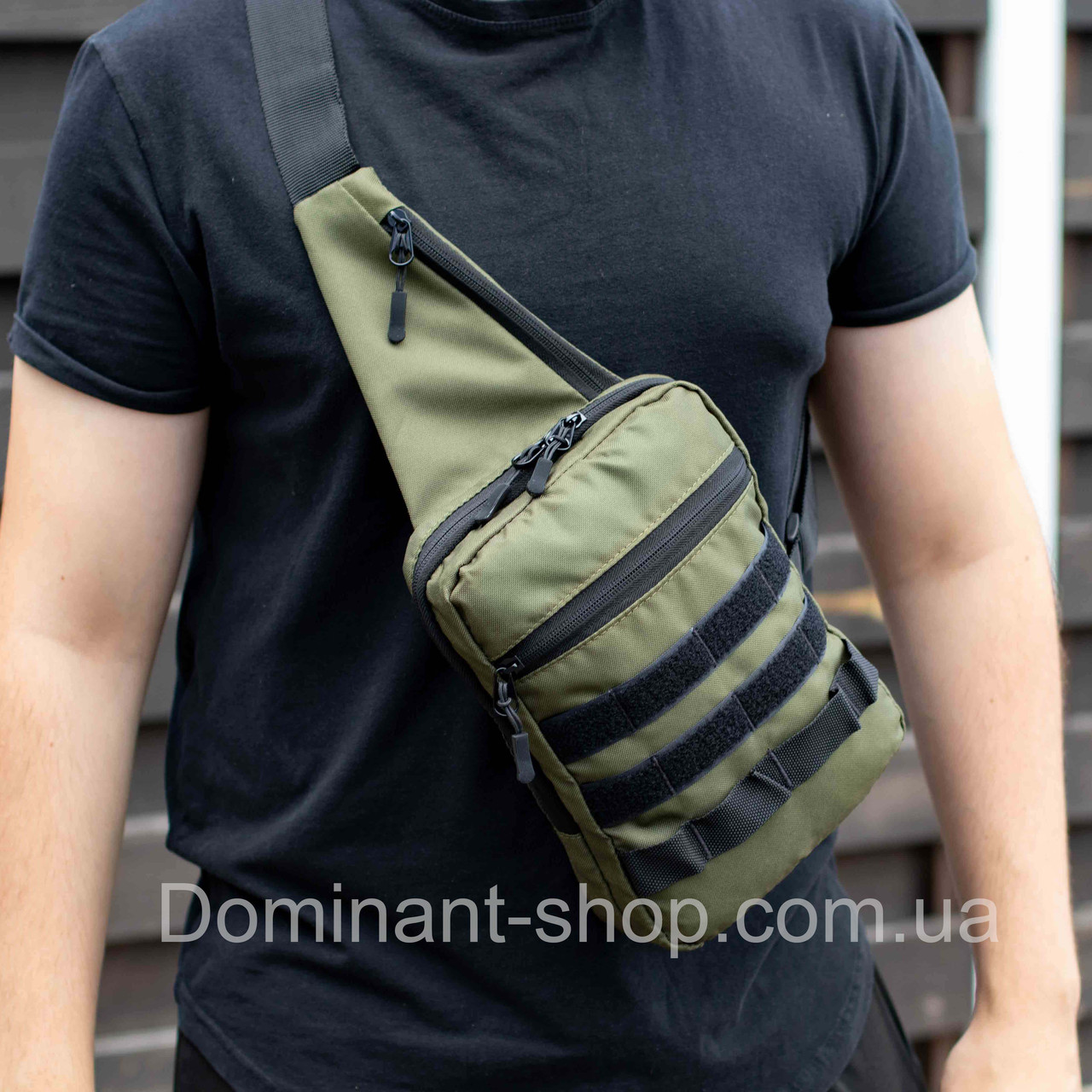 Чоловіча тактична сумка нагрудна через плече для прихованого носіння зброї Кобура-сумка хакі тканинна