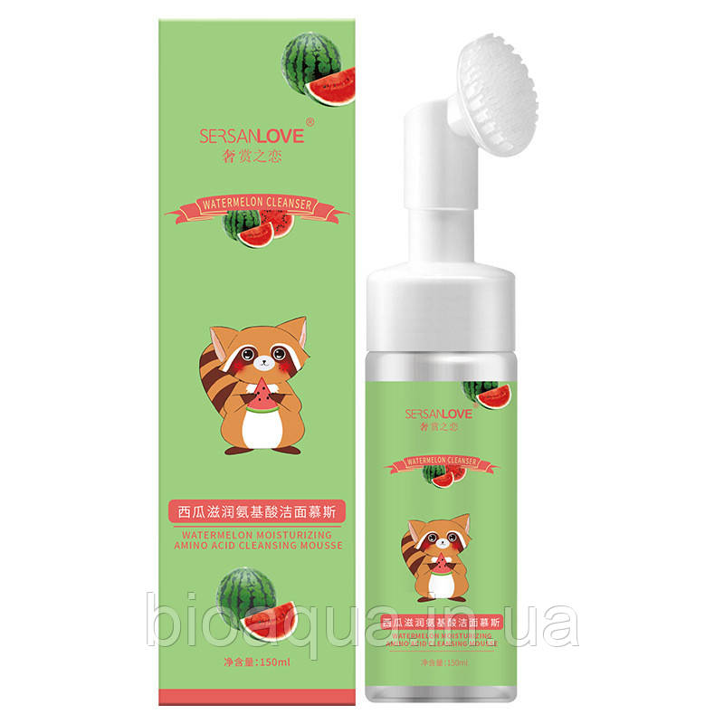 Пінка мус для вмивання Sersanlove Watermelon зі щіточкою 150 g (екстракт кавуна)