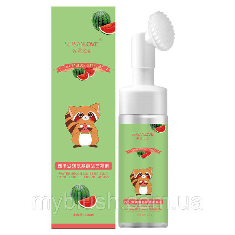 Пінка мус для вмивання Sersanlove Watermelon зі щіточкою 150 g (екстракт кавуна)