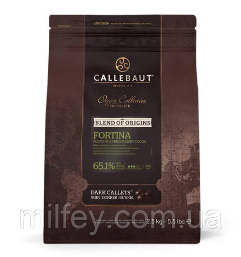 Чорний шоколад кувертюр 65.1% Fortina, Callebaut, 2.5 кг