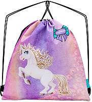 Мешок сумка рюкзак для сменной обуви на шнурках для девочки фиолетовый с принтом Пони Единорог SkyName М-139