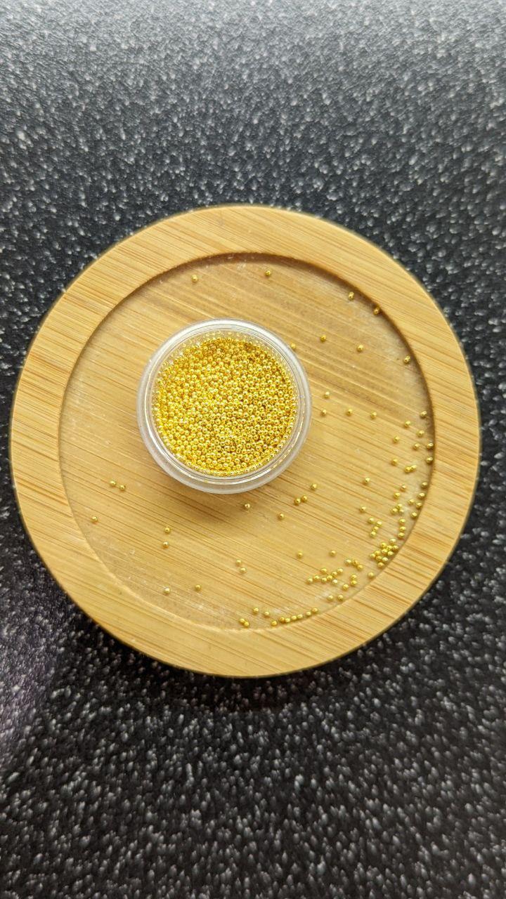 Бульйонки для дизайну нігтів металеві, 0,8 мм, 7 грам у баночці (золото)., фото 1