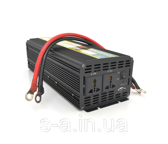 Інвертор напруги Wm-5000(3000Вт), 12/220 с апроксимированою синусоїдюй, 1 універсальна розетка+USB, клеми, фото 1