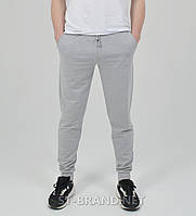 M (48), L (50). Мужские спортивные штаны с манжетами, свободного покроя / трикотаж двунитка - светло-серые