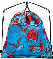 Сумка рюкзак мешок для сменной обуви на шнурках для девочки с рисунком Птички SkyName M-126