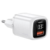 Адаптер сетевой USAMS Digital Display CC152 T46 USB, Type-C, 33W, QC, белый