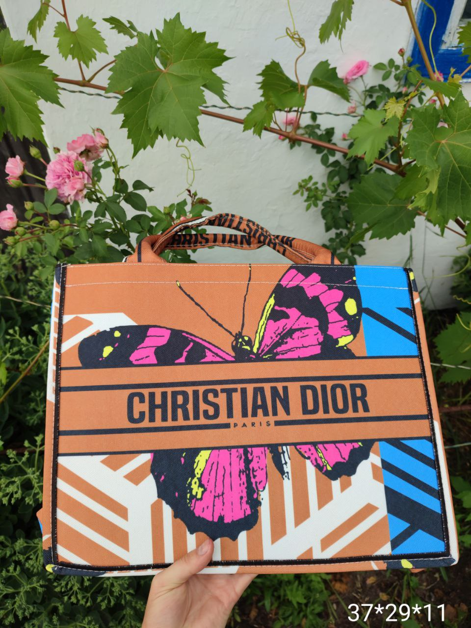 Жіноча сумка Dior, тканинний шопер, 37*29*11 см, 931291, фото 1