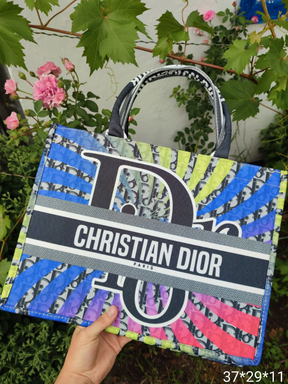 Жіноча сумка Dior, тканинний шопер, 37*29*11 см, 931298
