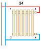 Вертикальний трубчастий радіатор Betatherm Quantum 2 H-1500 мм, L-325 мм з боковим підключенням, фото 2