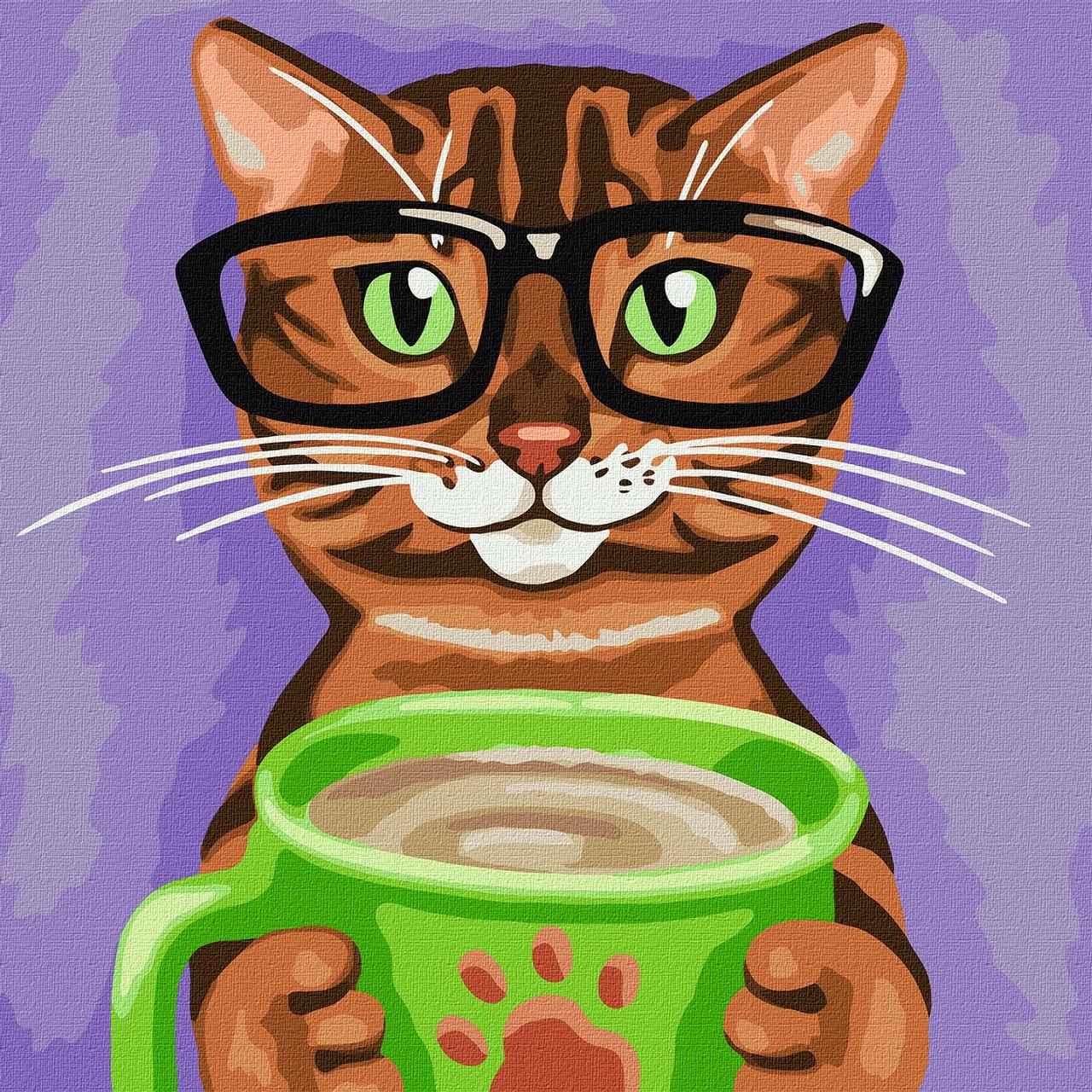 Картина за номерами 40×40 см. Полосатий бариста. Ідейка КНО4313, фото 1