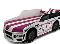 Дитяче ліжко- автомобіль рожеве для дівчинки Glamour преміум