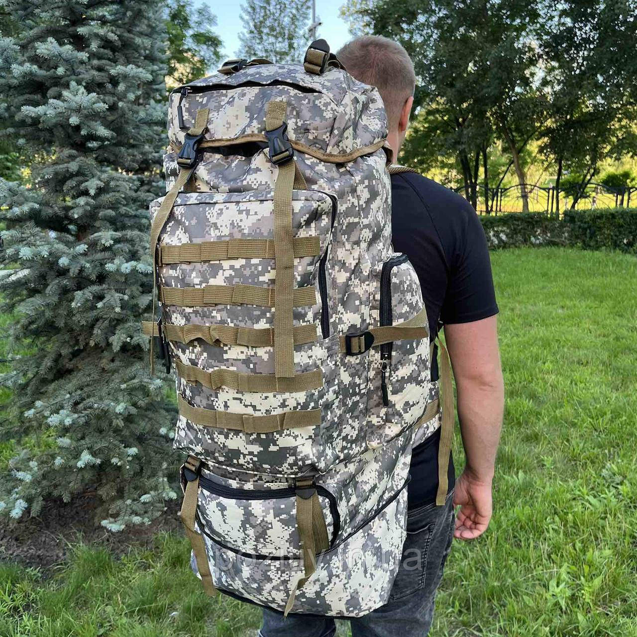 Рюкзак військовий тактичний туристичний 100 літрів армійський рюкзак піксель, фото 1