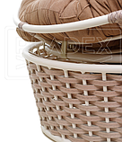 Плетене крісло з подушкою Папасан Pradex кругле D-110 см обертається на каркасі зі штучного ротанга, фото 3