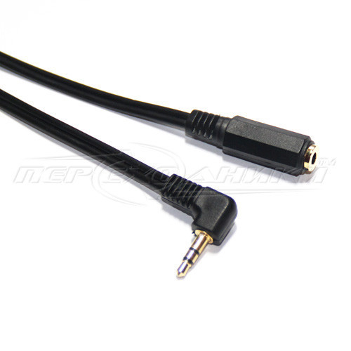 Аудіо кабель подовжувач AUX 3.5 mm jack (економ якість), кутовий, 1.5 м