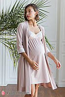 Красивый халат и ночнушка с кружевами для беременных и кормящих мам, размер  S, M, L, XL, 2XL M