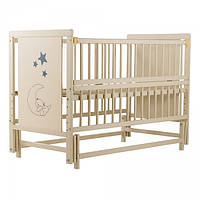 Ліжечко  для новонароджених Ведмедик без ящика, маятник, 3 рівні дна, відкидна боковина. Слонова кістка