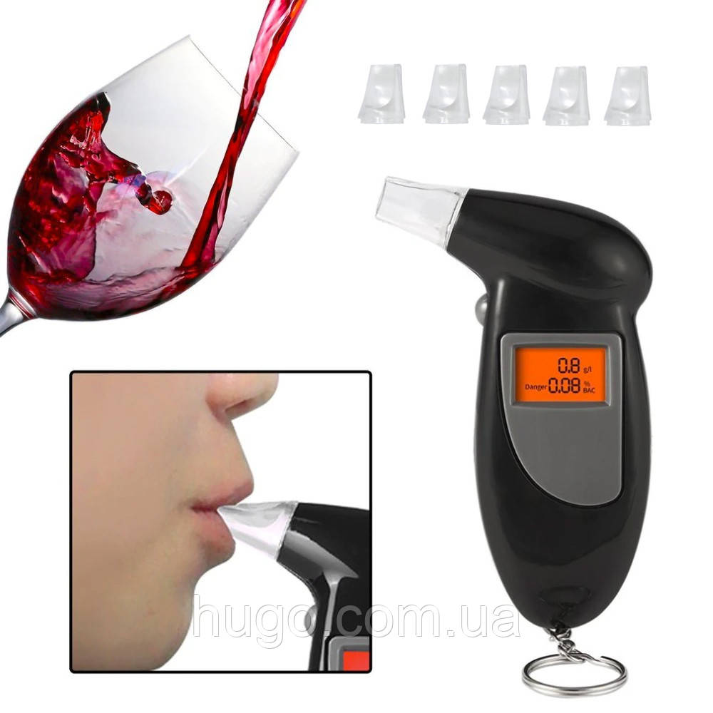 Електронний алкотестер портативний із мундштуками Digital Breath Alcohol Tester/ Персональний алкотестер
