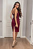 Витончене коктейльне плаття на бретелях Grasia, марсала, фото 6