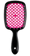 Расческа для волос Super Hair Brush Черная с розовым