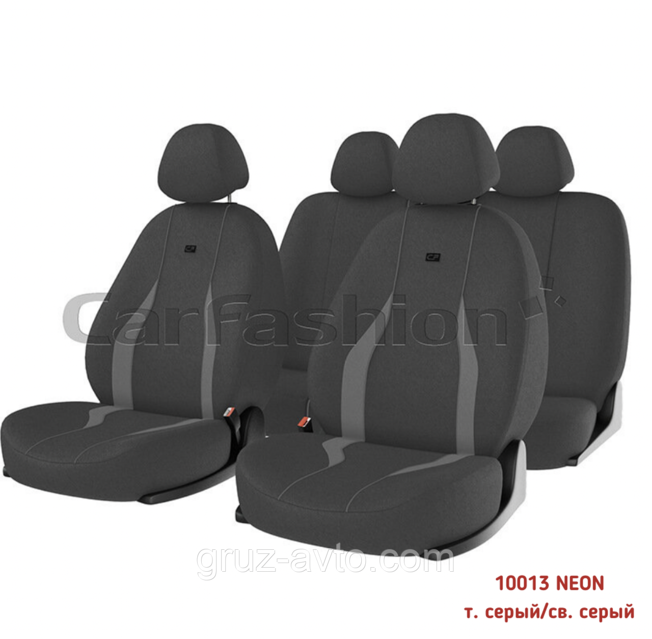 Комплект автомобільних мультимодельних чохлів модель NEON 10013 темн. сірий/св сірий, фото 1
