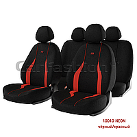 Комплект автомобильных мультимодельных чехлов модель NEON 10010 черный/красный