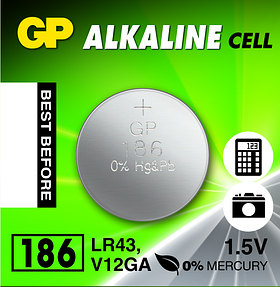 Батарейка GP LR43, CR, 70 mAh