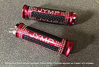 Ручки газа резиновые цветные в металле JYMP красные(03632-5)