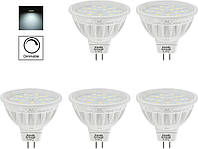 Светодиодные лампы AIWODE 5шт 12 В MR16 с регулируемой яркостью GU5.3 5w 6000K