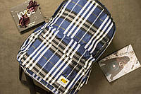 Рюкзак школьный городской спортивный тканевый в клетку 41*30 см с накладным карманом Luna
