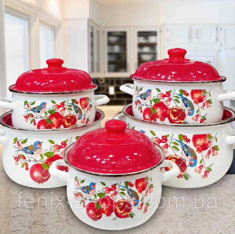 Набор Эмалированных Кастрюль 5 Штук Higher Kitchen НК-309 "ГРАНАТ ...