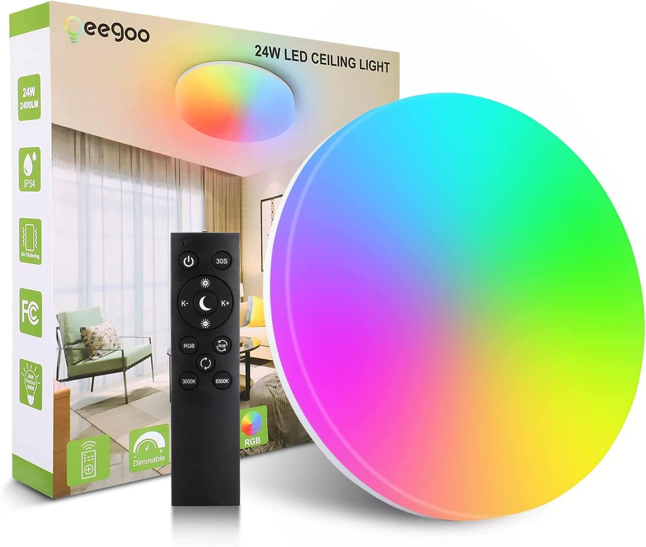 Світлодіодний світильник стельовий Oeegoo 36 Вт, 3600 лм RGB, круглий стельовий світильник з регульованою яскравістю.