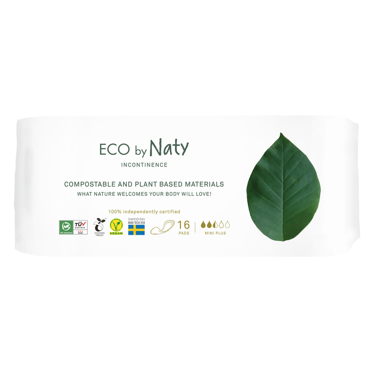 Урологічні органічні жіночі прокладки ECO by Naty mini plus 16 шт. (без крилець)