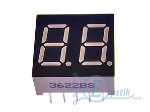 KL-3622-BSR, 2-розрядний семисегментний світлодіодний індикатор, червоний 0.36", OA