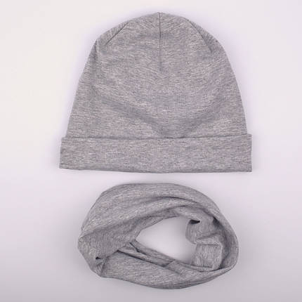 Комплект шапка з хомутом сірий, фото 2
