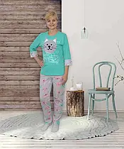 Піжама жіноча трикотажна, кофта та штани 03226 Мікс котон