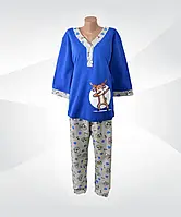 Пижама женская теплая трикотажная 03927 Батал коттон начес