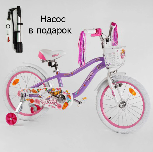 Велосипед на 16 дюймів колеса Corso Sweety SW — 16144 / 161442, ручне гальмо, алюмінієва рама 9", кошик