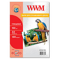 Фотобумага WWM, глянцевая, A4, 150 г/м, 100 л (G150.100)