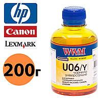 Чернила универсальные Canon/HP/Lexmark/Xerox, Yellow (желтая), 200 г, краска для принтера кенон/нр/лексмарк