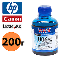 Чернила универсальные Canon/HP/Lexmark/Xerox, Cyan (голубая), 200 г, краска для принтера кенон/нр/лексмарк