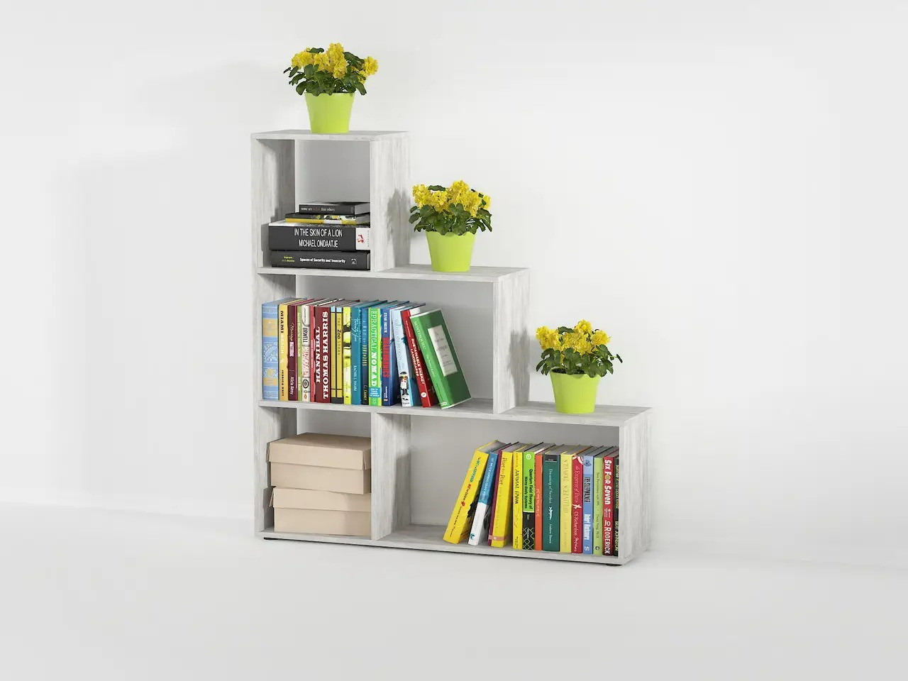 Полиця для книг, стелаж для будинку Id A-0075 Бетон Ш1168*В1232*Г290