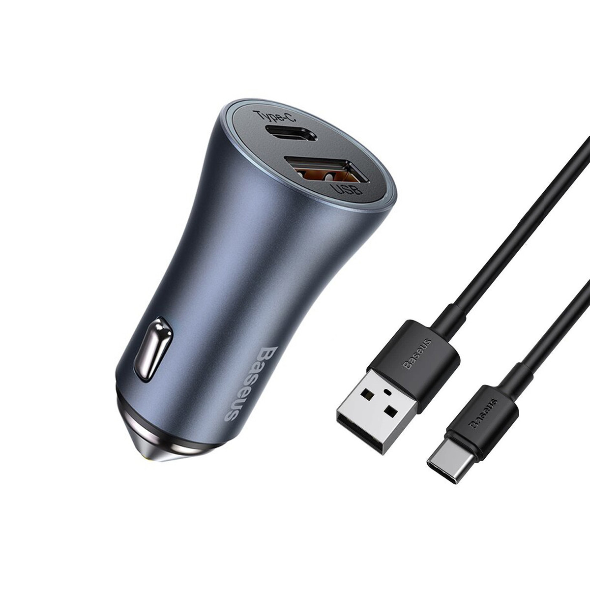 АЗП для швидкої зарядки Baseus 40W 5А USB+Type-C Golden Contactor Pro Dual Quick Charger + кабель 1м